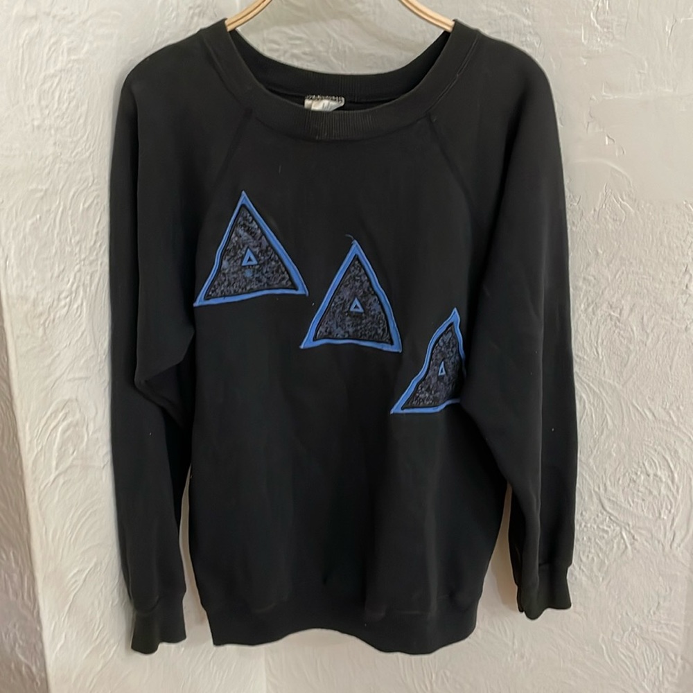 HANES HER WAY Women's Vintage Tri Delta Sorority Sweatshirt Size L in Black